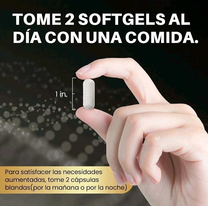 Referencia de tamaño de una cápsula de shilajit sostenida con los dedos